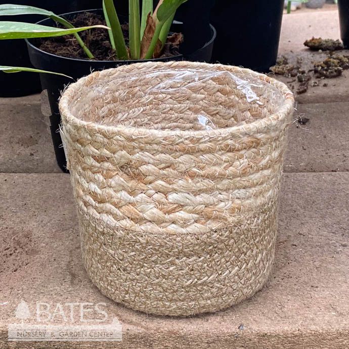 Pot Jute Rope 2-Tone Potcover Xsm 4.5x4.5 Natural &amp; Ivory