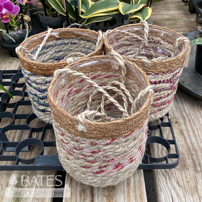 Pot Hanging Pot Fabric w/Seagrass Med 5x5