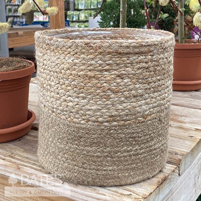 Pot Jute Rope 2-Tone Potcover Xlg 8x8 Natural &amp; Ivory