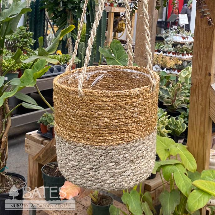 Pot Hanging Hogla &amp; Jute Potcover 2-Tone Lrg 6x6
