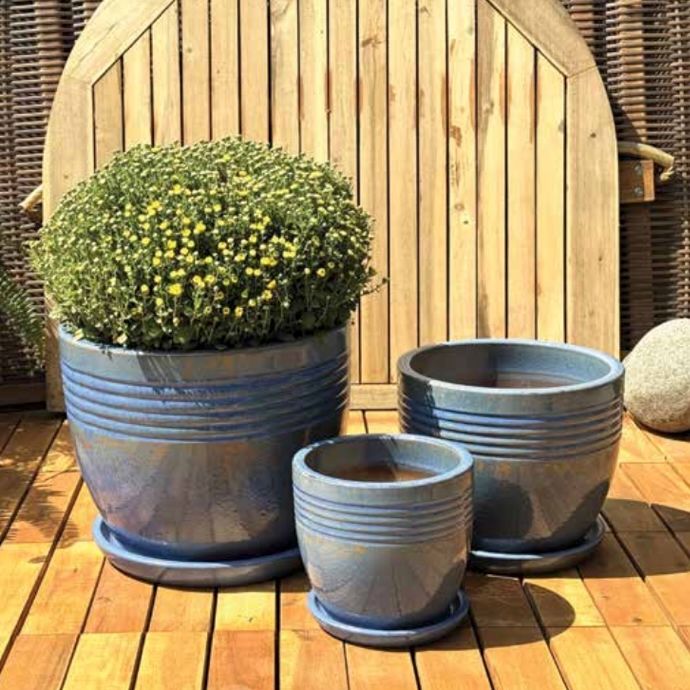 Pot Hodson 4 Ringed w/Saucer Sml 8x7.5 Asst