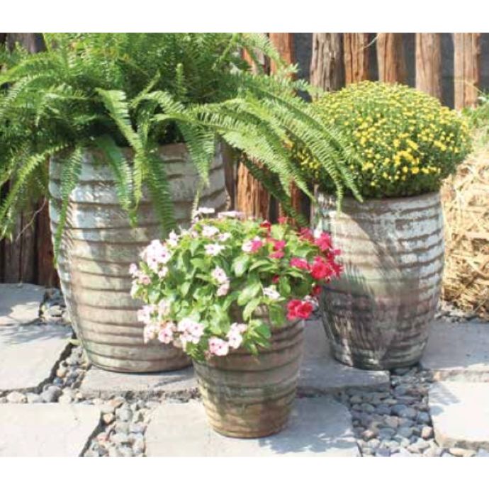 Pot Makeo Tall Uneven Rings Rustic Sml 11.5x16 Washed Carob
