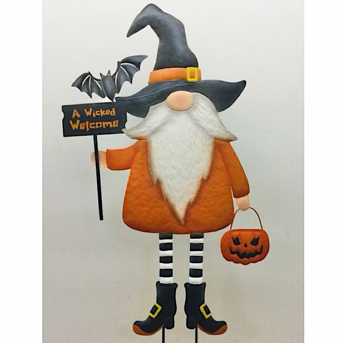 Halloween Garden Stake Wicked Gnome on Two Poles 39x18 Metal
