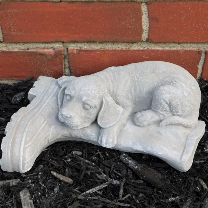 Statuary Puppy/Dog w/Rubber Boot 11L