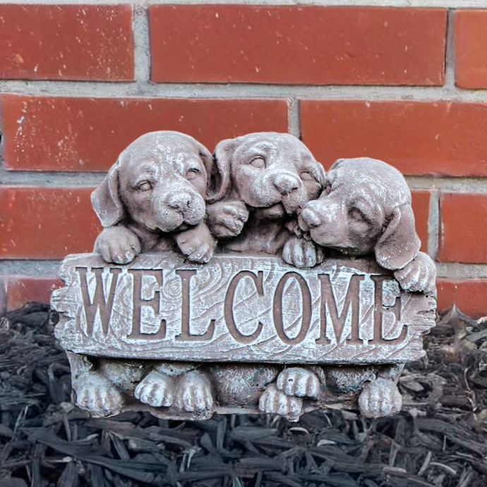 Statuary Welcome Puppies/Dogs 12L