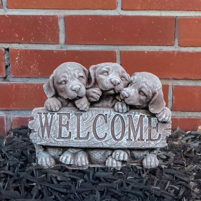 Statuary Welcome Puppies/Dogs 12L