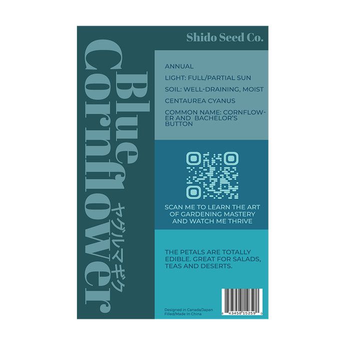 Seed Flwr Blue Cornflower Flower /Bachelor&#39;s Button /Centaurea cyanus - Shido
