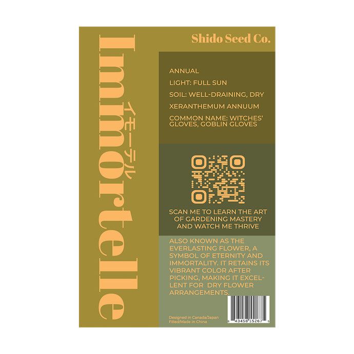 Seed Flwr Immortelle Flower /Witches Gloves or Everlasting Flower /Xeranthemum annuum - Shido