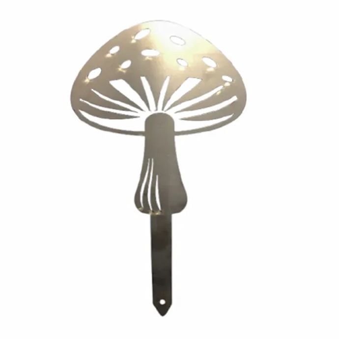 Garden Stake Mushroom Porcini Silhouette Weathering Borcon Steel Natural Finish 13.5"H