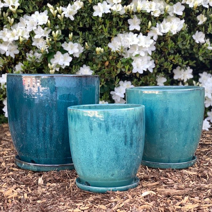 Pot Short Egg w/att Saucer Lrg 13x13 Asst