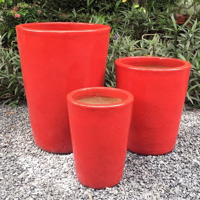 Pot Neptune II Tall Cone Sml 10x16 Atlantis/Vermillion