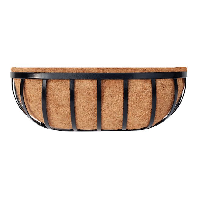 24" Wall Trough Black Metal w/Coco Liner Border