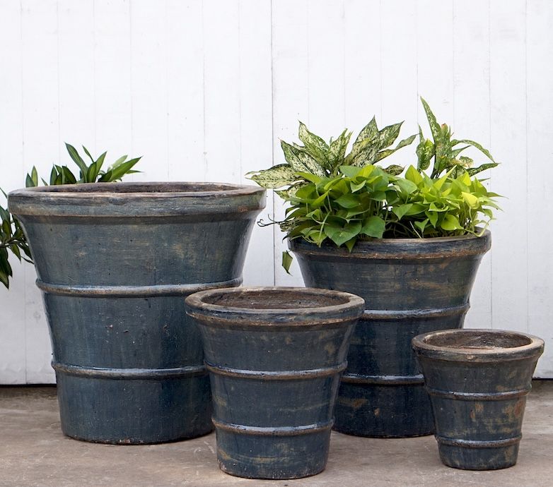 Pot Gotland Rimmed Taper w/2 Rings Med 14x14 Rustic Asst