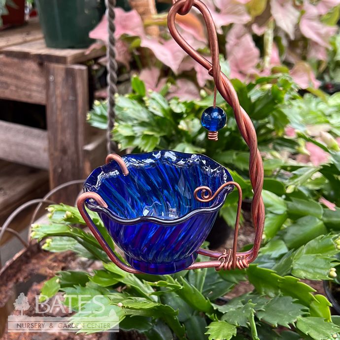 Bird Feeder Bluebird Mealworm Feeder Glass/Metal Blue