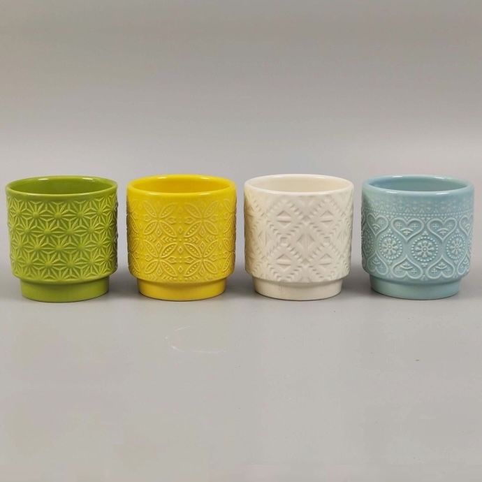 Pot Footed Cylinder Quilted Design 3x3 Asst