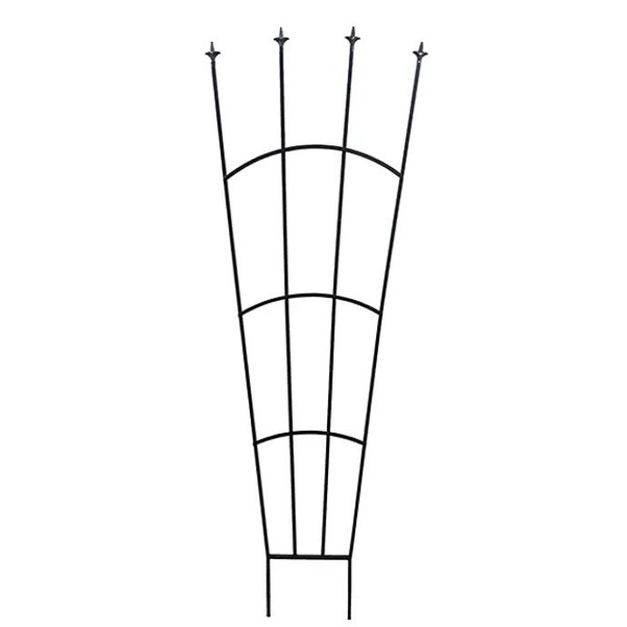 Trellis Augusta Fan w/Fleur de Lis Tips 28x78 Black Metal