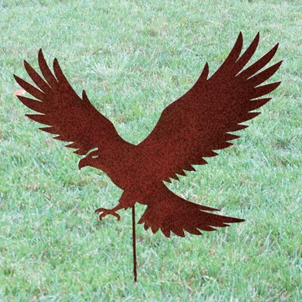 Garden Stake Eagle Silhouette Weathering Borcon Steel 35x28H