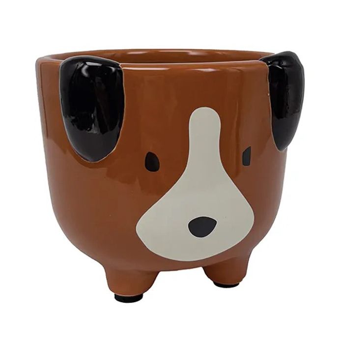 Pot Wally Dog Planter 4.5x4.5 Brown/White/Black
