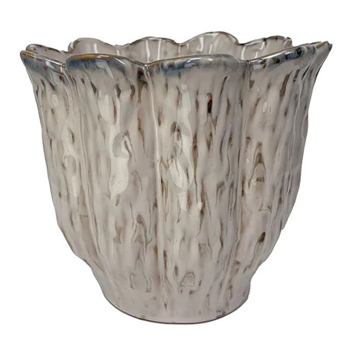 Pot Pirouette Scallop Rim Planter Sml 6.5x6 Flecked Cotton