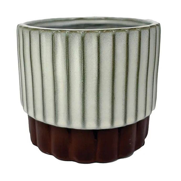 Pot Lila Ridged Pedestal Sml 5.5x4.5 Cotton w/Terra Bottom