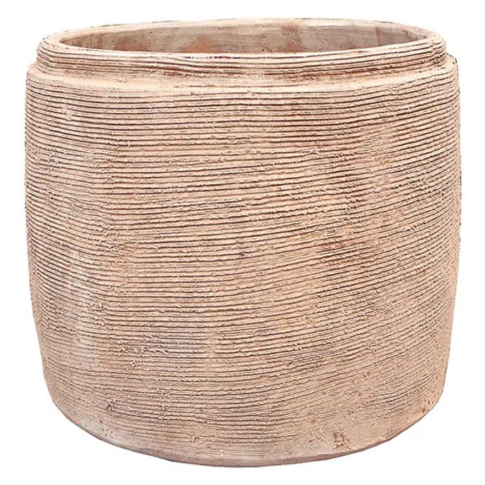Pot Iven Cylinder Recessed Rim Med 13.75x12 Scratched Mocha