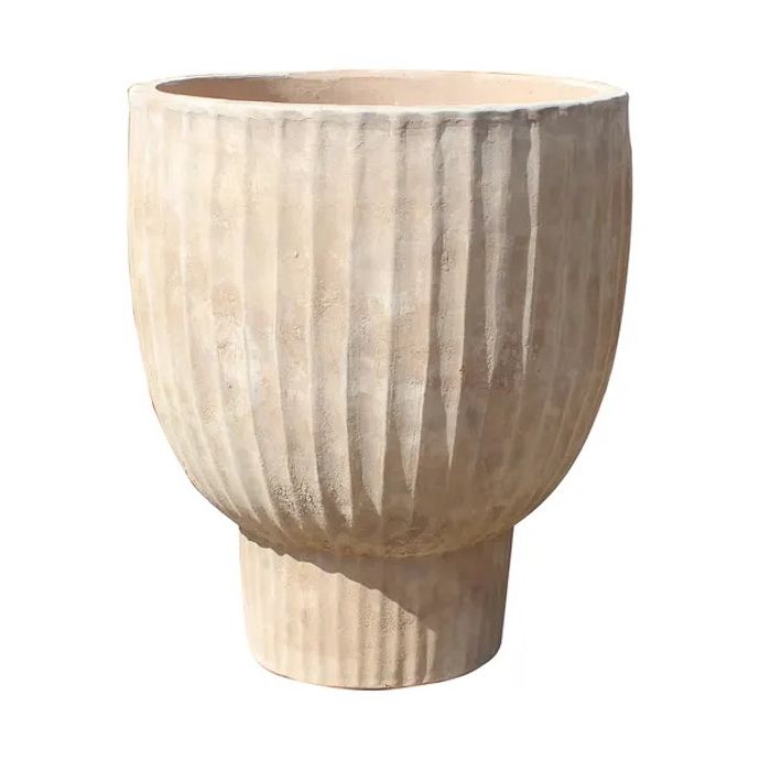 Pot Lanai Pedestal w/Ridges Sml 17.19  Sienna Terracotta