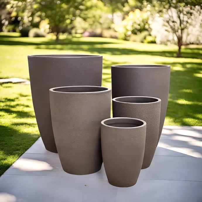 Pot Meadow Tall Rd Planter Lrg15x20.5 Recycled Clay Pale Grey or Charcoal