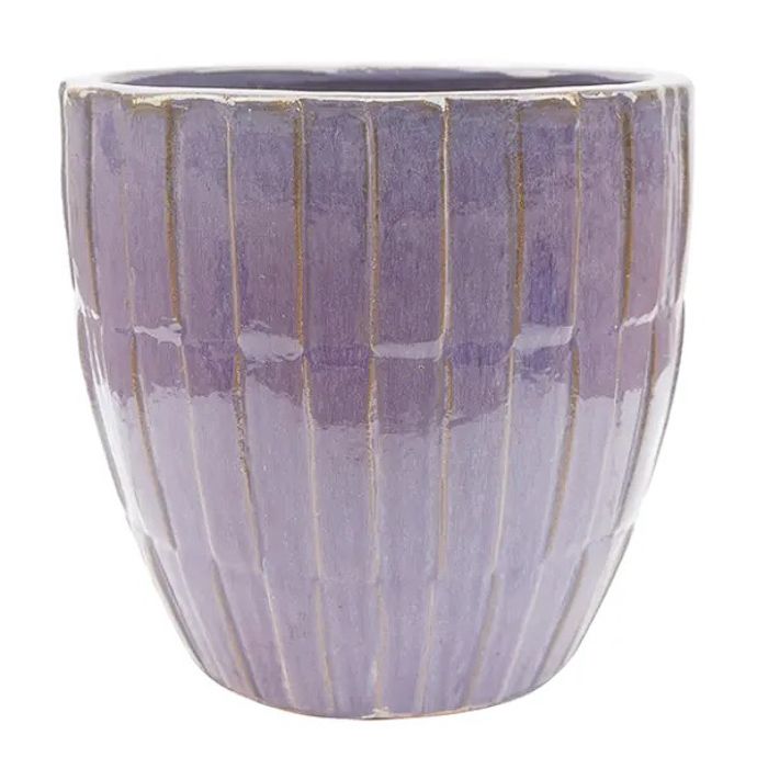 Pot Eloise Vertical Slat Egg Pot Lrg 15x13.5 Falling Purple