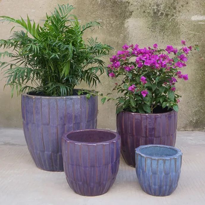 Pot Eloise Vertical Slat Egg Pot Xlg 18x16 Falling Purple