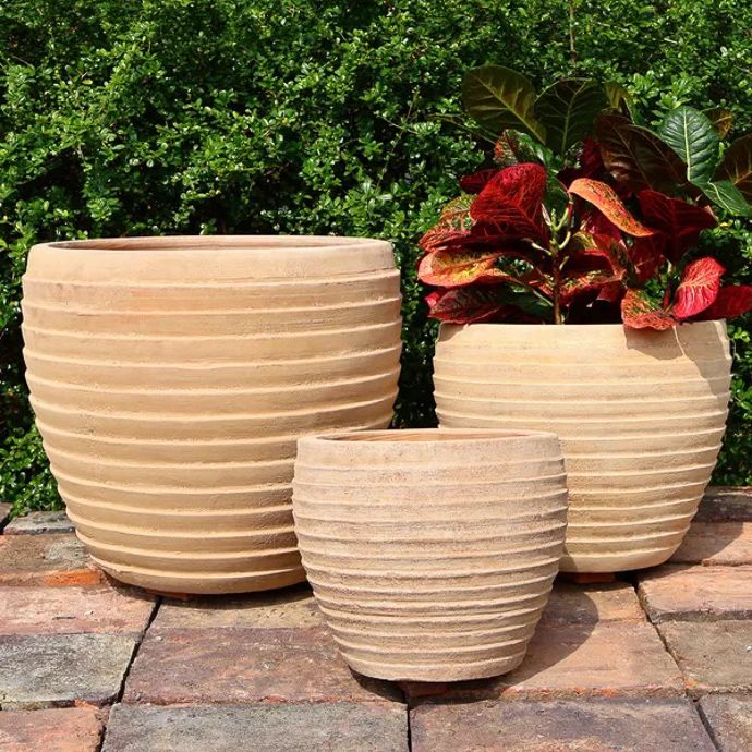 Pot Elei Multi Rings Planter Lrg 19x15 Sienna Terracotta