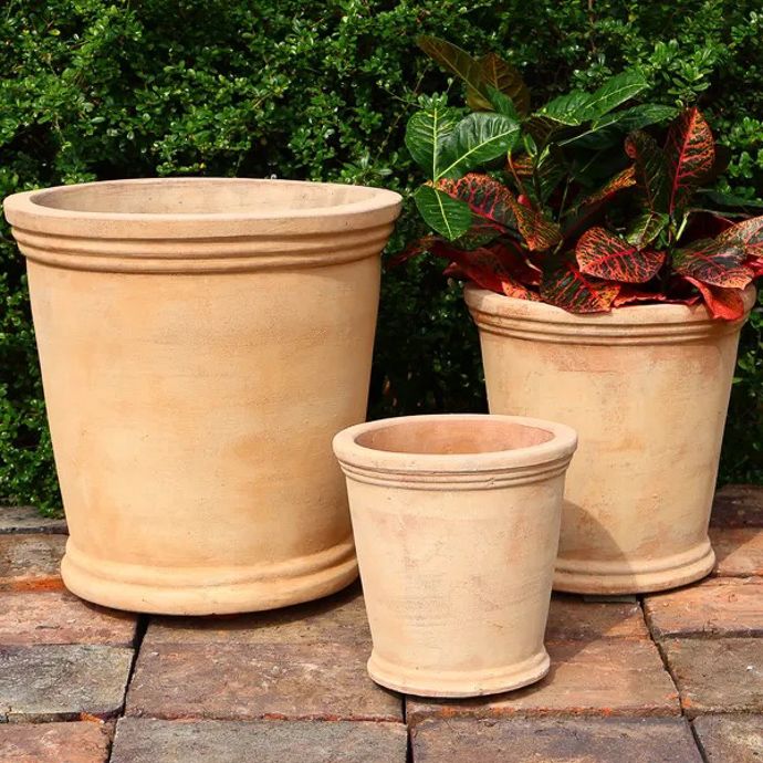 Pot Samaria Taper w/3 Ring Rim Med 14x13.5 Sienna Terracotta