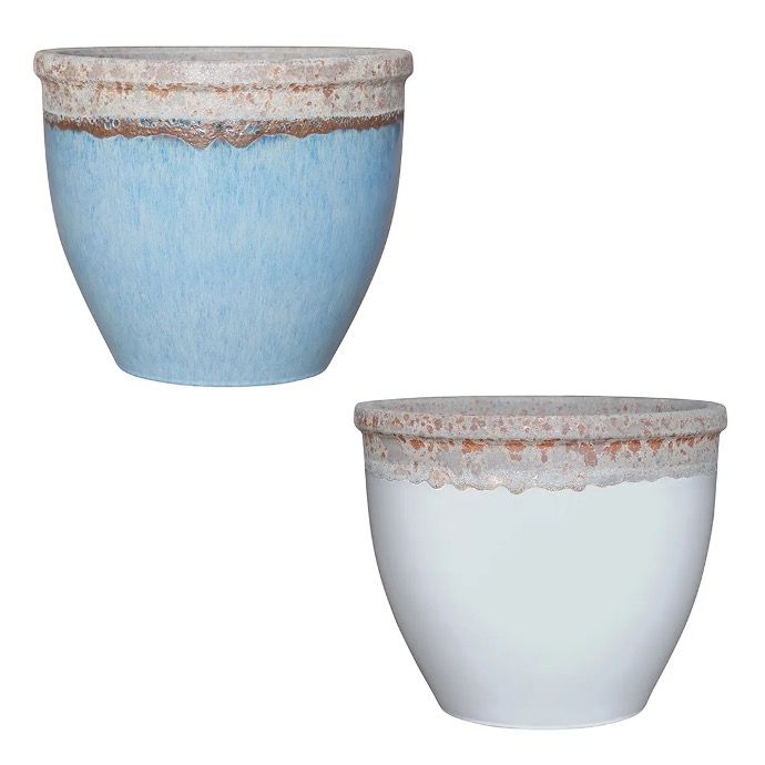 Pot Adelaide Lava Rimmed Taper Xlg 20.75x17 White or Skyfall Blue