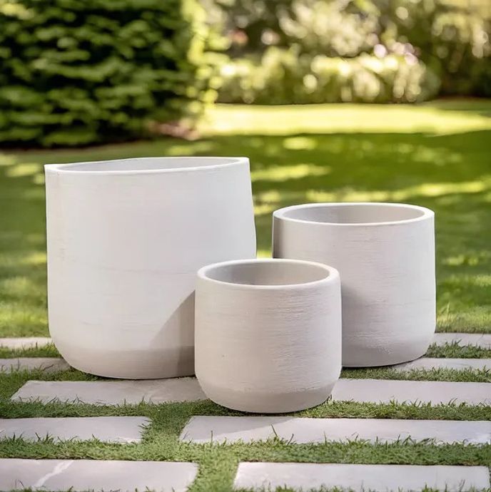 Pot Marlee Cylinder Planter Med 12x10 Recycled Clay Pale Grey or Charcoal