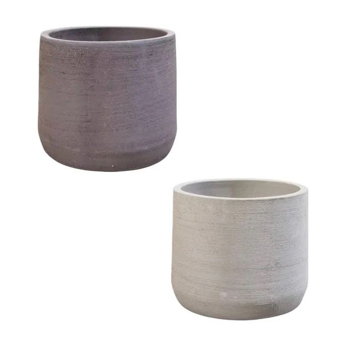Pot Marlee Cylinder Planter Med 12x10 Recycled Clay Pale Grey or Charcoal