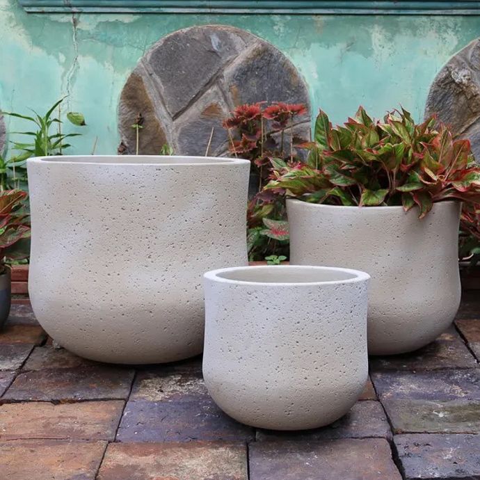 Pot Olava Pinched Planter Lrg 21x19 Anthracite or Washed Stone Textured