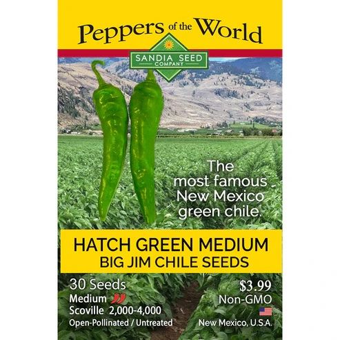 Seed Pepper Hatch Green Medium Big Jim Heirloom - Capsicum annuum