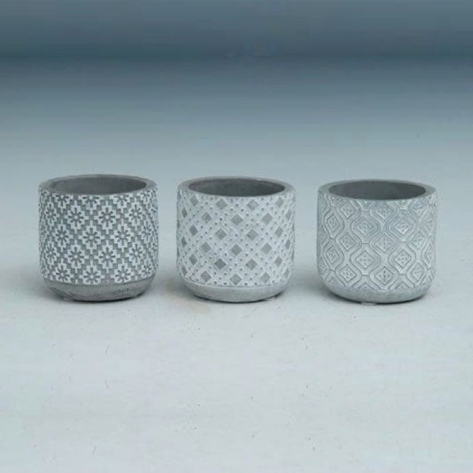 Pot 4x4 Asst Decor Gray/White Cement