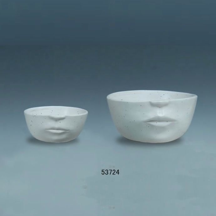 Pot Half Face Planter Sml 5x2 White Speckled