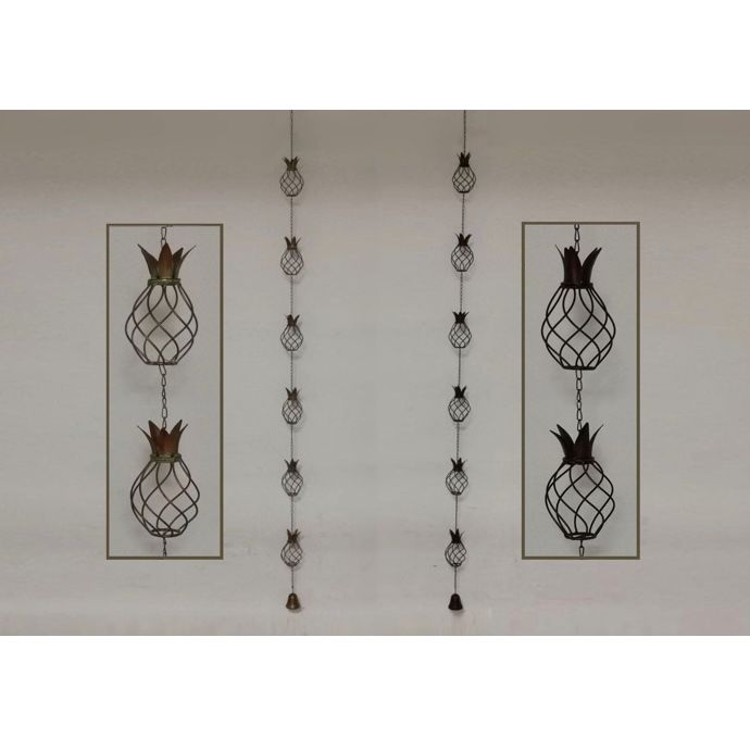Rain Chain w/Bell Pineapple 80H Metal