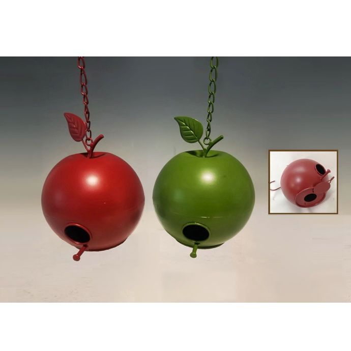 Bird House Apple 6.5x5.5x6 w/Chain 13H Metal Asst