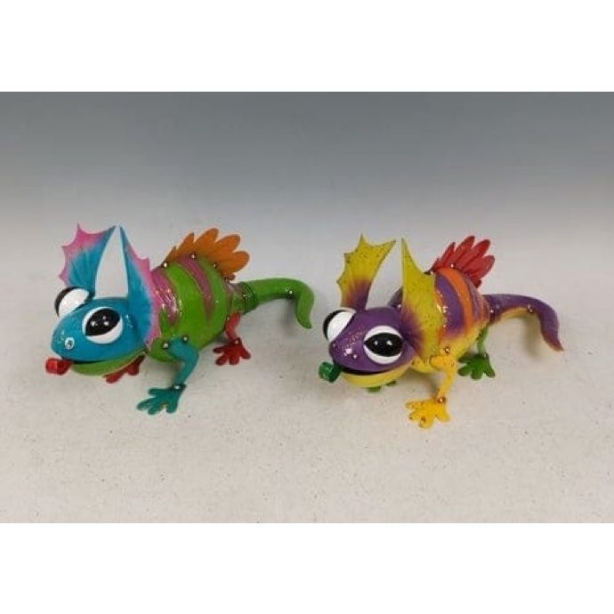 Statuary Chameleon 16x7.5x8.5 Asst Multi-Color Metal