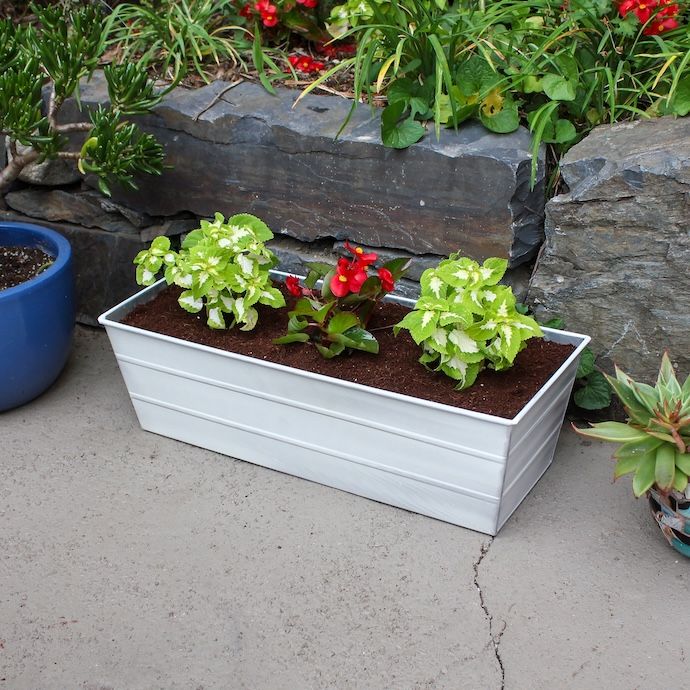 Window Box Cape Cod Galvanized Med 24x9x7 White Patina