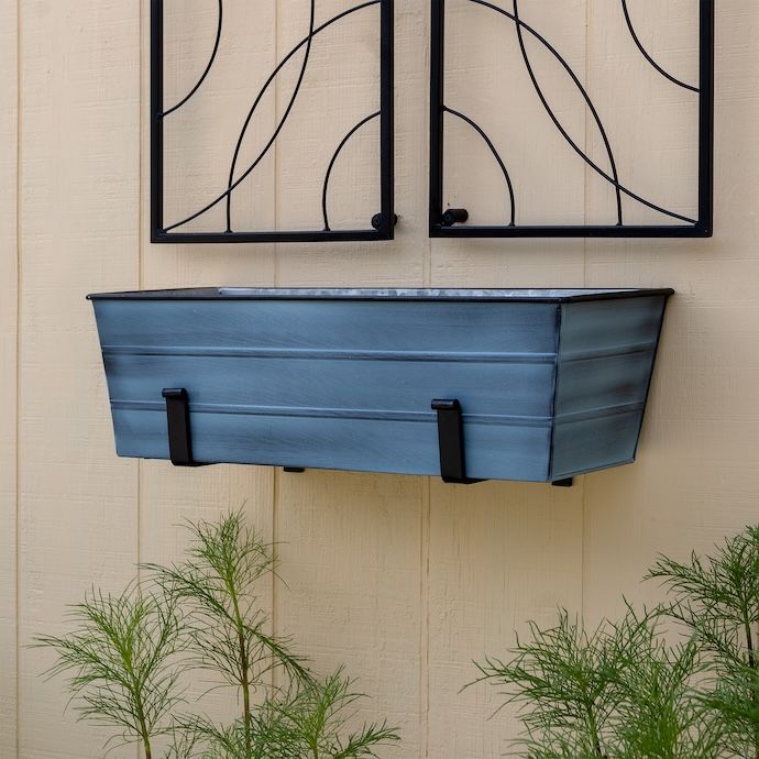 Railing Brackets Pair Wall Mount for Flower Box 8x8 Black Metal