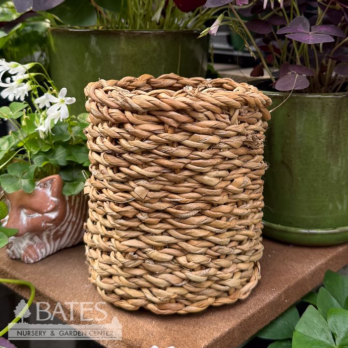 Pot Seagrass Handmade Potcover Sml 6x5 Natural Brown