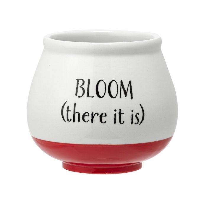 Pot Witty Words Planter Footed White w/Red Bottom 3x3.5 Asst