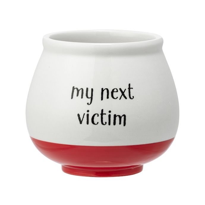 Pot Witty Words Planter Footed White w/Red Bottom 3x3.5 Asst