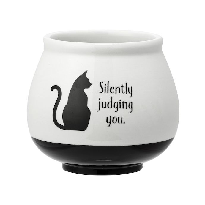 Pot Witty Cat or Dog Planter Footed White w/Black Bottom 3x3.5 Asst