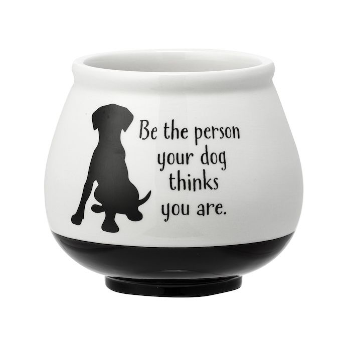 Pot Witty Cat or Dog Planter Footed White w/Black Bottom 3x3.5 Asst