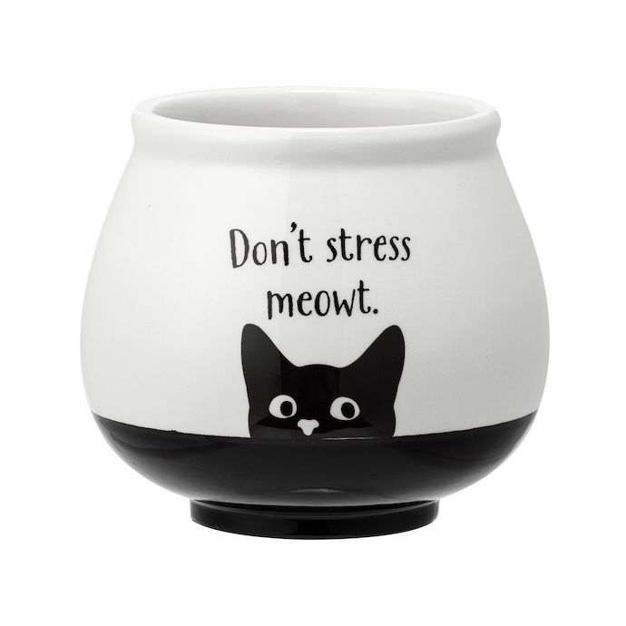 Pot Witty Cat or Dog Planter Footed White w/Black Bottom 3x3.5 Asst