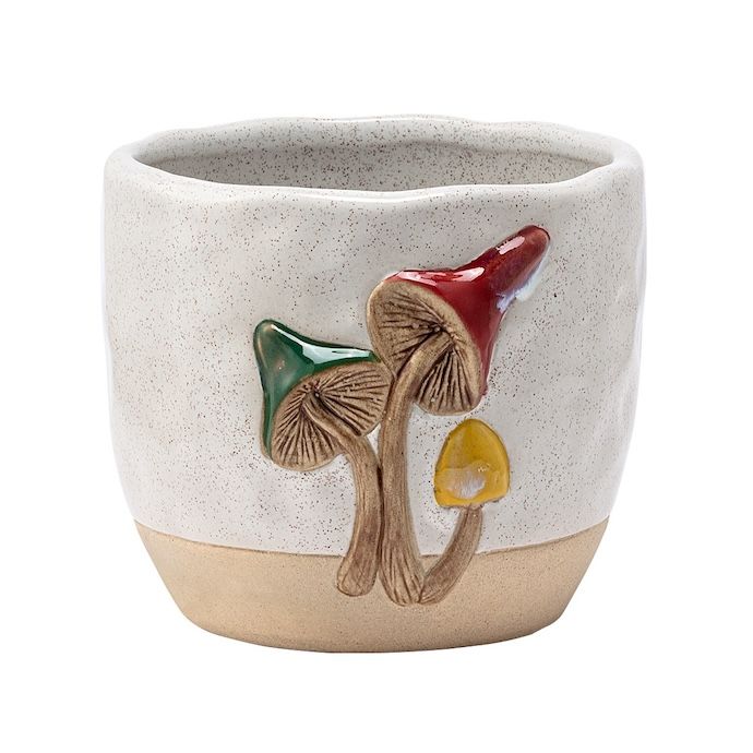 Pot Bright Mushrooms Sml 4x3.75 Multi
